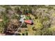 Aerial shot of a private estate featuring a home, pool, outbuildings, and a winding driveway at 1796 Steel Bridge Rd, Sanford, NC 27330