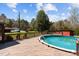 Above ground pool and deck area, overlooking wooded backyard at 1796 Steel Bridge Rd, Sanford, NC 27330