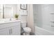 Functional full bathroom with vanity, sink, toilet and shower-tub combination at 1802 Brim Dr, Haw River, NC 27258