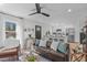 Open-concept living space with a view of the kitchen, comfortable seating, and stylish decor at 211 Fleming Dr, Durham, NC 27712