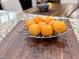 Close up view of kitchen with orange fruit in a stainless steel bowl on a wooden table at 2310 Gilman St, Durham, NC 27703