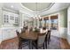 Formal dining room with hardwood floors, wainscoting, and adjacent to the living room at 3 Alumwood Pl, Durham, NC 27705