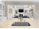 Kitchen island with stone countertop and stainless steel sink overlooks the living area at 3 Alumwood Pl, Durham, NC 27705