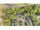 Aerial view of the townhouse complex, showcasing the layout, parking areas, and surrounding greenery at 3111 Coachmans Way, Durham, NC 27705