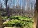 View of backyard from deck with green grass and trees at 325 Magnolia Run Way, Benson, NC 27504