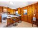 Charming kitchen with wood paneling, breakfast bar, and modern appliances at 412 Suburb St, Rocky Mount, NC 27801