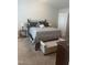 Cozy bedroom features neutral walls, soft carpet, and a comfortable bed with stylish pillows at 700 Cider Mill Way, Zebulon, NC 27597