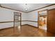 Elegant dining area with hardwood floors, neutral walls, and an open layout at 8429 Bells Lake Rd, Apex, NC 27539