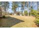 Large backyard featuring lush greenery, mature trees, and a storage shed, creating a serene outdoor space at 914 S Crescent Dr, Smithfield, NC 27577