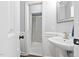 Bright bathroom with a shower and sink with vanity at 101 Listokin Ct, Cary, NC 27519