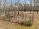 Fenced garden area with gate and planted vegetation surrounded by mature trees at 1210 Poplar Forest Lane Ln, Pittsboro, NC 27312