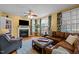 Spacious living room features hardwood floors, a fireplace, natural light, and comfortable seating at 1210 Poplar Forest Lane Ln, Pittsboro, NC 27312
