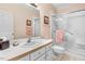Bright bathroom features shower stall, and single sink vanity with generous counterspace at 129 Bennett Pl, Clayton, NC 27527