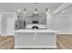 This spacious kitchen features an island with a sink, stainless steel appliances, and modern gray cabinetry at 1434 Rosepine Dr, Cary, NC 27519