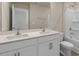 Bathroom with double sinks, large mirror and a shower and tub combo at 43 Red Cedar Way, Fuquay Varina, NC 27526