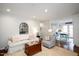 Cozy living room featuring hardwood floors, comfortable seating and neutral décor at 528 Moseley Ln, Raleigh, NC 27601