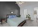 Spacious bedroom features a high ceiling, ample closet space, neutral paint and carpet at 5313 Wenesly Ct, Raleigh, NC 27616