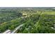 Aerial view showcasing a river running through lush greenery and surrounding buildings at 2409 Hodges Rd, Burlington, NC 27217