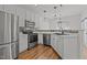 Modern kitchen featuring stainless steel appliances, white cabinets, and stylish backsplash at 3509 Archdale Dr, Raleigh, NC 27614