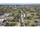 An aerial view showcasing the house's location in relation to the city skyline at 613 Canal St, Durham, NC 27701