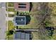 Birds eye view of the neighborhood featuring the renovated home with solar panels at 613 Canal St, Durham, NC 27701