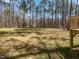 Spacious backyard with lush trees and foliage, viewed from the deck, offer privacy and nature at 6233 Reagan Ln, Wake Forest, NC 27587