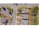 This is an aerial view of the neighborhood, including parking and landscaping at 7920 Leonardo Dr, Durham, NC 27713