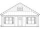 Detailed black and white front elevation showing windows, siding, roof, and other architectural features at 87 Legolas Ct, Middlesex, NC 27557