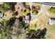 Aerial shot displays an attractive home with a long driveway, lush landscaping, and mature trees at 913 Clayton Rd, Angier, NC 27501