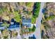 Aerial view of the home showcasing its location within a well-maintained neighborhood at 100 Pebble Ridge Farms Ct, Cary, NC 27513