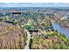 Aerial view showing proximity to Downtown Cary and nearby lake at 100 Pebble Ridge Farms Ct, Cary, NC 27513
