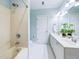 Bright bathroom with double vanity, featuring recessed lighting at 101 Sundance Pl, Chapel Hill, NC 27514