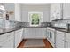 Updated kitchen with white cabinetry, dark countertops, and stainless steel appliances at 1106 Aycock Ave, Burlington, NC 27215