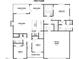 First floor plan showing the main suite, living room, kitchen, two bedrooms, and a two car garage at 129 Tigris Ct, Zebulon, NC 27597