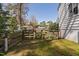 Backyard with bike and gate to detached garage, shed, and play area at 202 High St, Carrboro, NC 27510