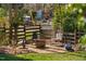 Backyard setting with lounge chairs, hanging chair, and a fire pit for outdoor enjoyment at 202 High St, Carrboro, NC 27510