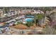 Overhead view of community amenities including pool, playground, clubhouse and tennis courts with ample parking at 2220 Rainy Lake St, Wake Forest, NC 27587