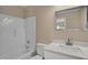 Bathroom with a tub, shower, a modern sink, and neutral walls at 230 N Melville St, Graham, NC 27253