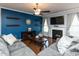 Comfortable living room with a fireplace, large windows, and an open layout perfect for relaxation at 3059 Hyco Lake Ct, Fuquay Varina, NC 27526