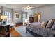 Spacious main bedroom featuring large windows with scenic views, hardwood floors, and elegant décor for a luxurious feel at 3120 A Timberlyne Dr, Mebane, NC 27302