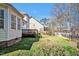 Spacious backyard with lush lawn, wood fencing, and mature trees offers a private retreat at 4 Teahouse Ct, Durham, NC 27707