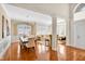 Elegant dining room with hardwood floors and stylish lighting for formal gatherings at 4 Teahouse Ct, Durham, NC 27707
