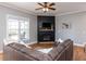 Inviting living room featuring a modern fireplace, cozy seating, and natural light at 543 Chatham Forest Dr, Pittsboro, NC 27312