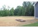 The large, flat backyard is newly seeded and has a wooded backdrop at 65 Stream View Way, Spring Hope, NC 27882