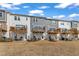 Backyard view of multiple townhomes with wooden decks and well-manicured landscaping at 818 Lilyquist Way, Wake Forest, NC 27587