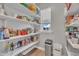 Organized pantry with ample shelving, providing storage for groceries and household essentials at 818 Lilyquist Way, Wake Forest, NC 27587