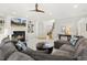 Spacious living room with fireplace, built-ins, and comfortable seating arrangement at 8215 Cushing St, Raleigh, NC 27613