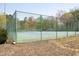 Outdoor tennis court with green fencing and court lines for recreational play at 8310 Wycombe Ln, Raleigh, NC 27615