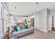Open-concept living space features a comfortable gray sofa and a bright, airy atmosphere at 10 E Madison, Pittsboro, NC 27312