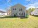 Spacious backyard view highlighting the home's exterior, a well-kept lawn, and ample room for gardening or entertainment at 106 Mingocrest Dr, Knightdale, NC 27545